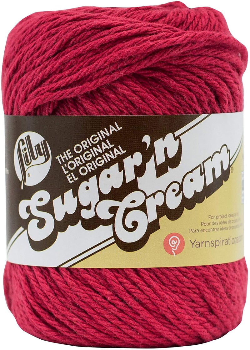 Lily Sugar 'N Cream The Original Solid Yarn, 2.5oz, Medium 4 Gauge, 100% Cotton - Country Red - Machine Wash & Dry - Image 1